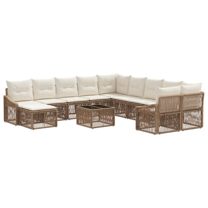 Set Divano da Giardino 12 pcs Beige polyrattan | homemem39