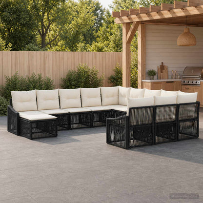 Set Divano da Giardino 12 pcs Nero polyrattan | homemem39