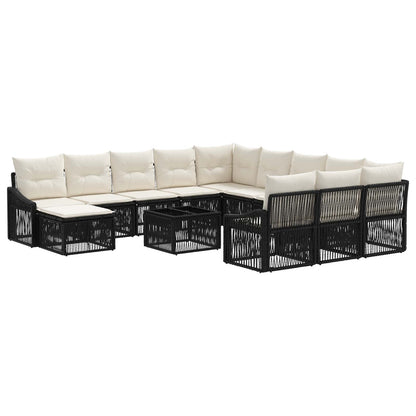 Set Divano da Giardino 13 pcs Nero polyrattan | homemem39