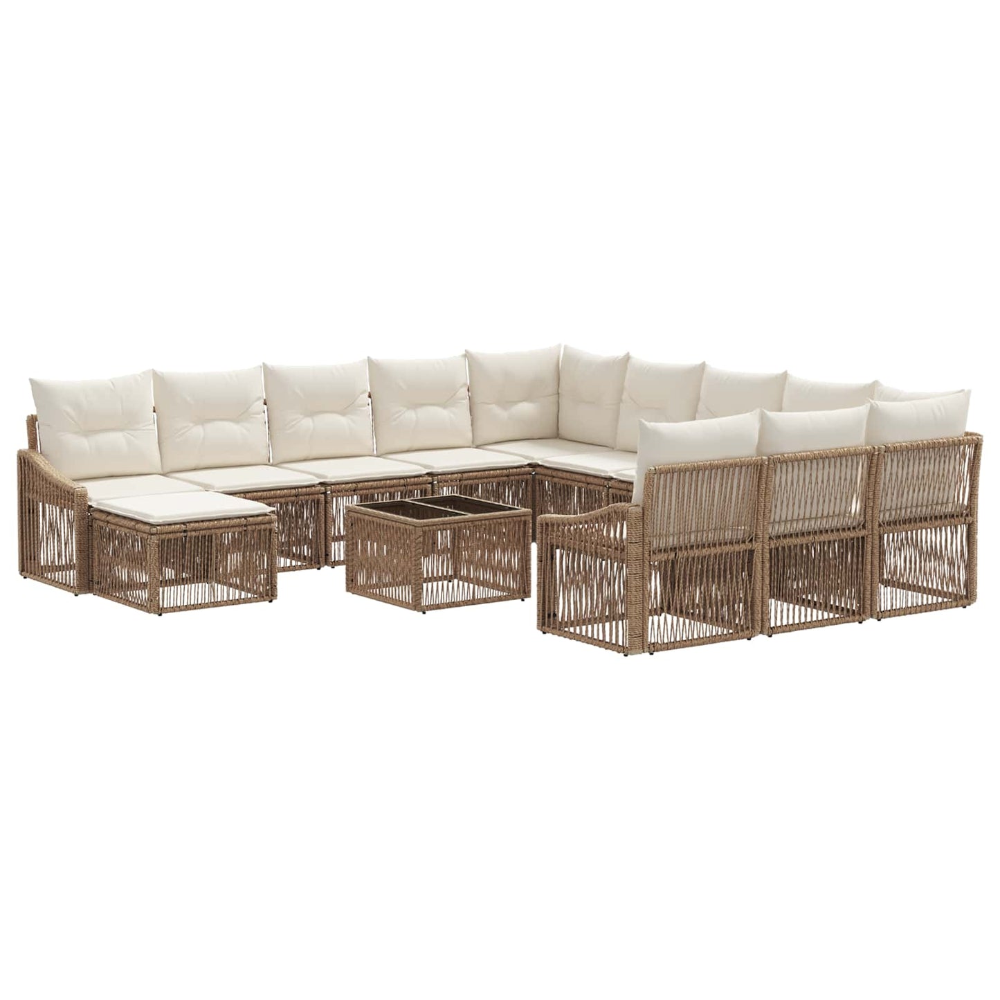 Set Divano da Giardino 13 pcs Beige polyrattan | homemem39