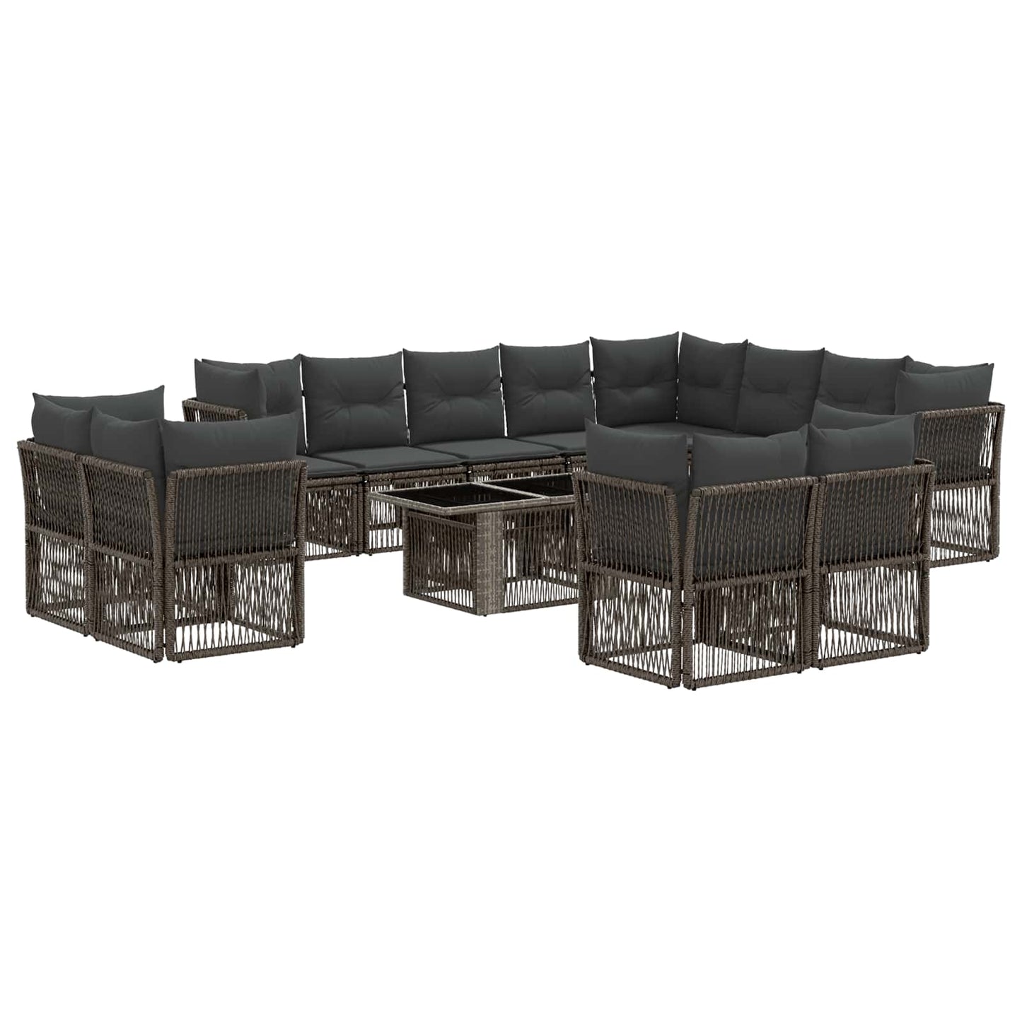 Set Divano da Giardino 13 pcs Grigio polyrattan | homemem39
