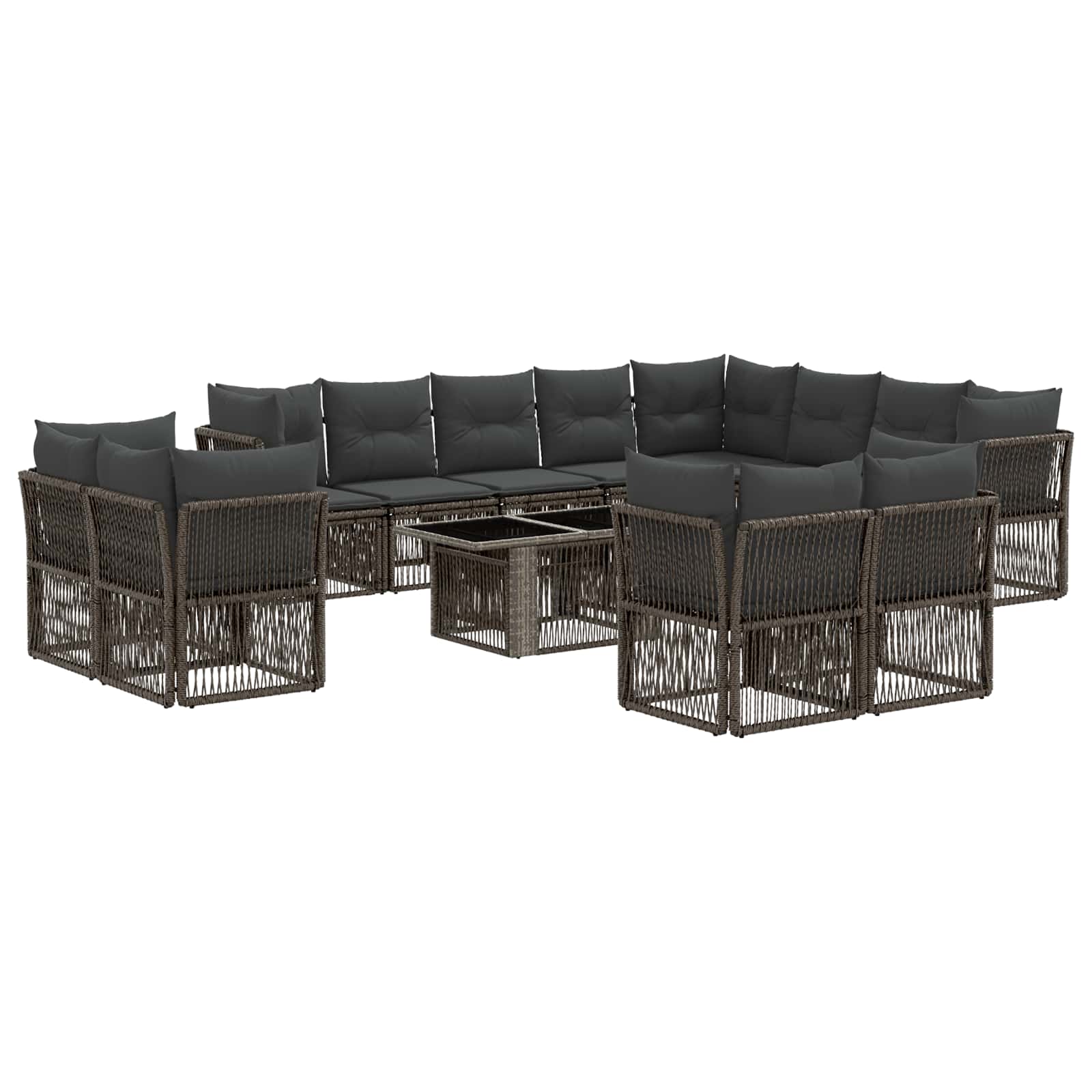 Set Divano da Giardino 13 pcs Grigio polyrattan | homemem39