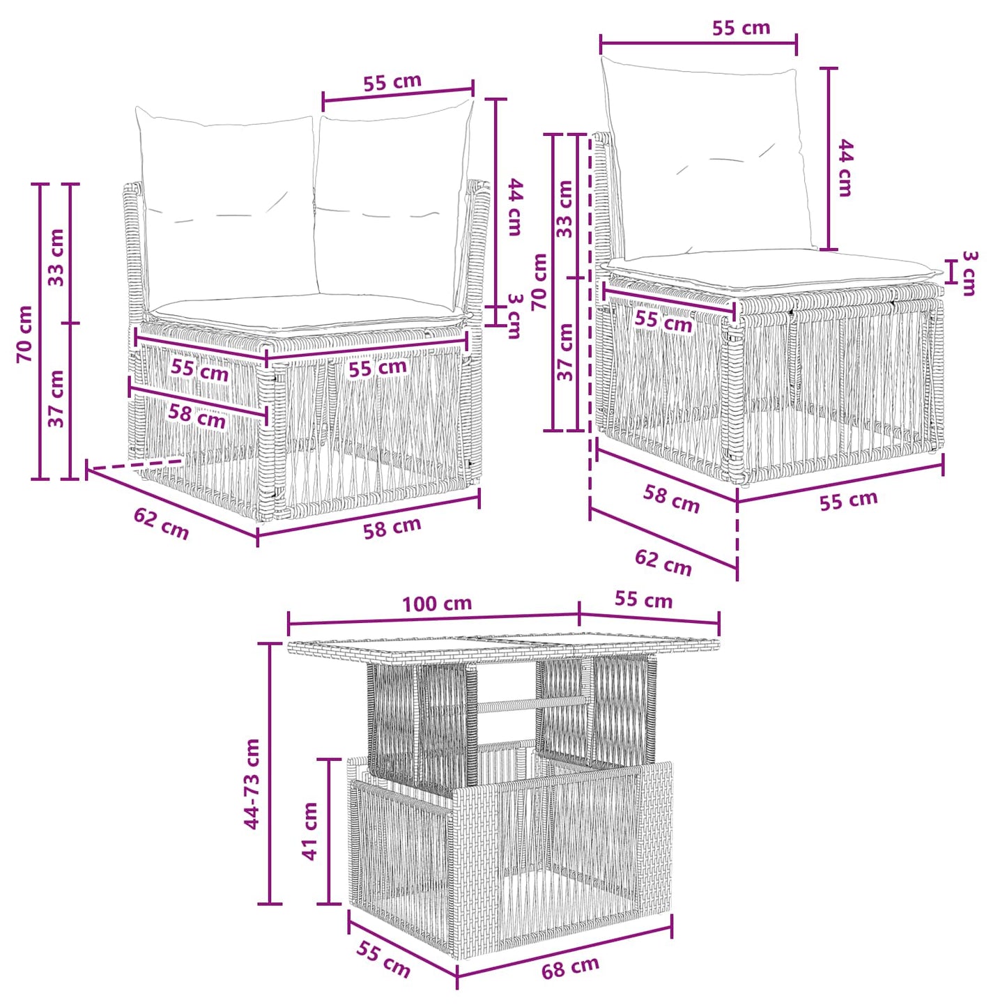 Set Divano da Giardino 13 pcs polyrattan | homemem39