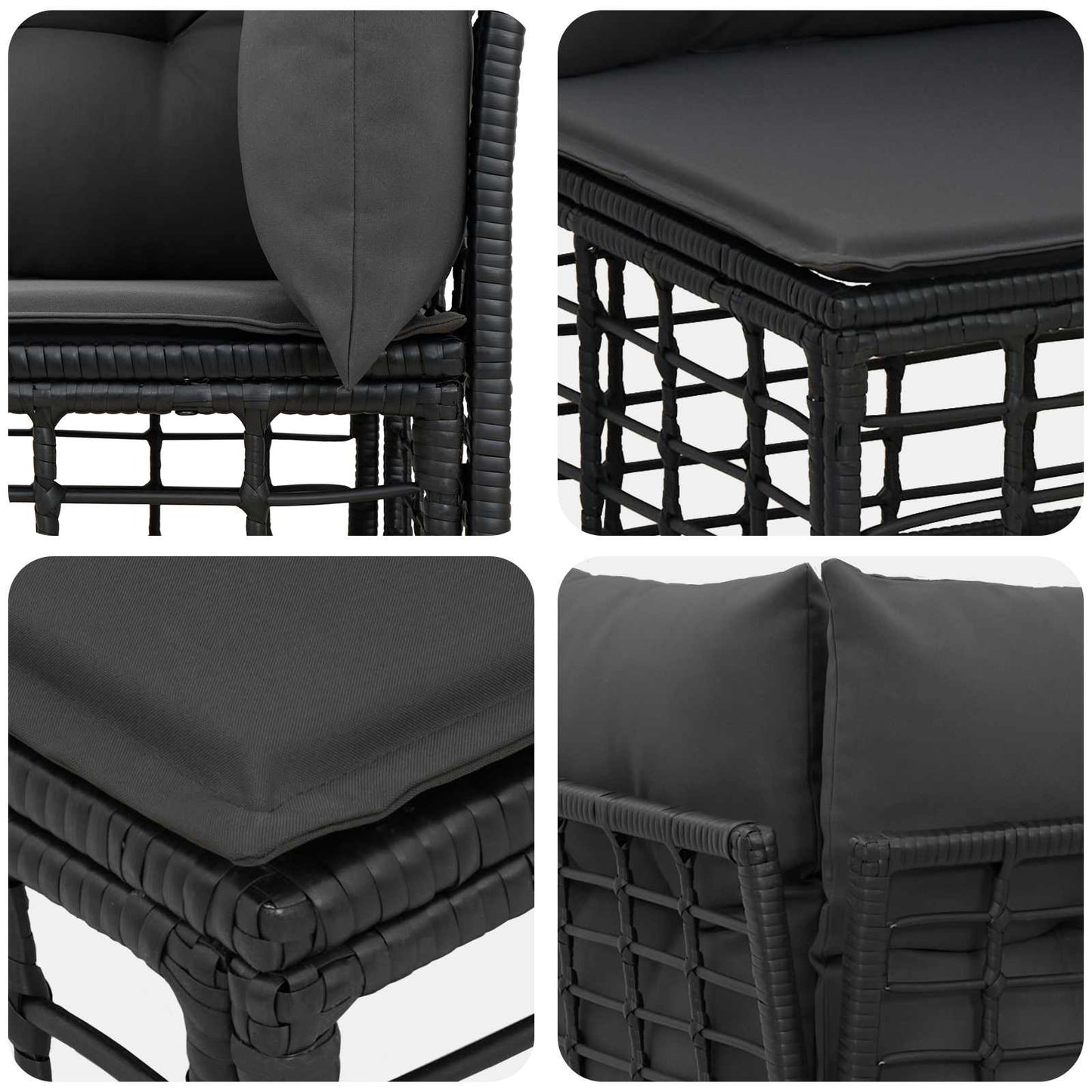 Set di divani da esterno Nero Poliestere | homemem39