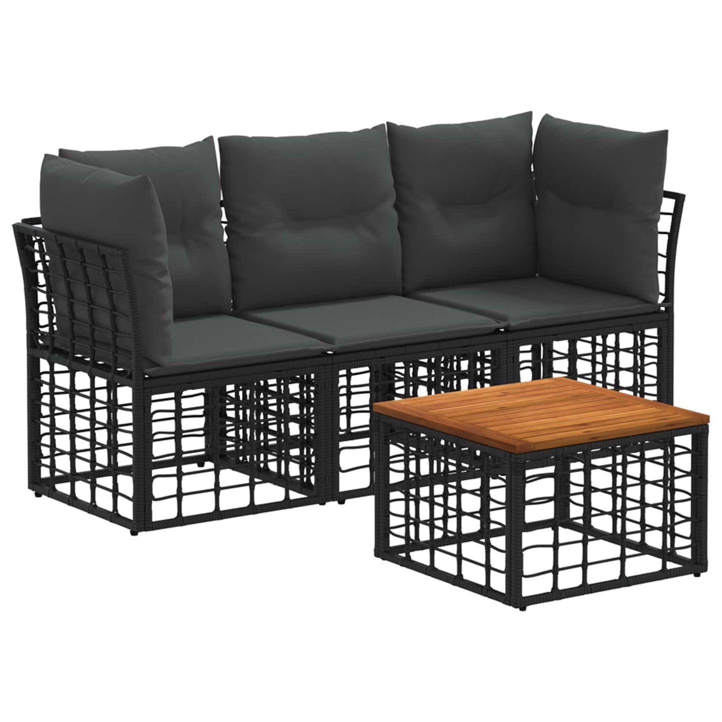Set di divani da esterno 4 pcs Nero e Grigio scuro Poliestere | homemem39