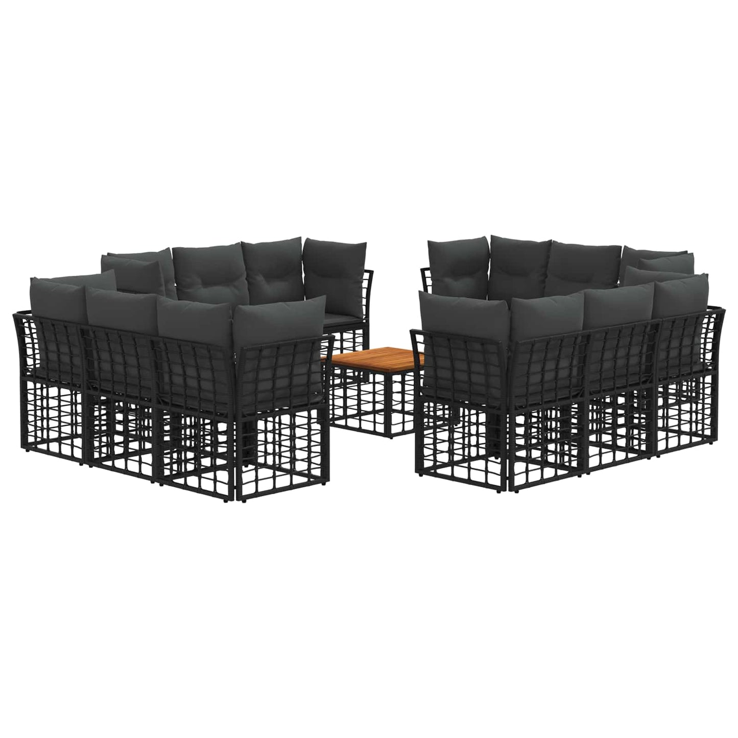 Set di divani da esterno 13 pcs Nero e Grigio scuro Poliestere | homemem39