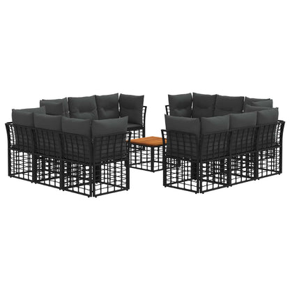 Set di divani da esterno 13 pcs Nero e Grigio scuro Poliestere | homemem39