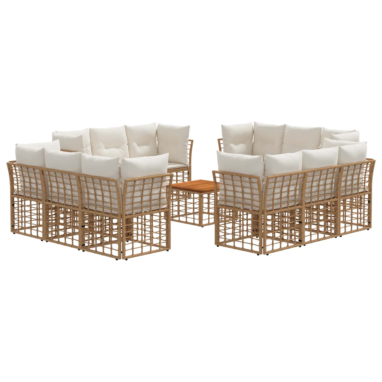 Set di divani da esterno 13 pcs Naturale e Bianco Crema | homemem39