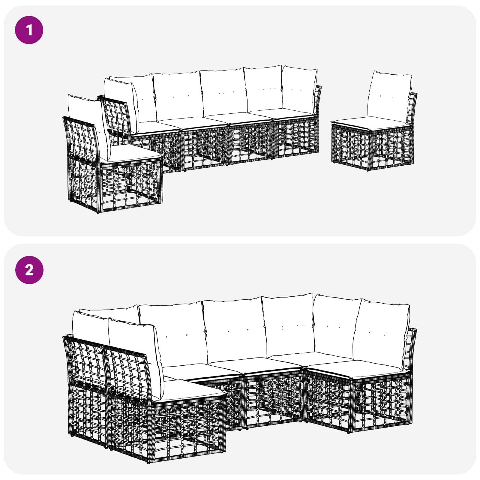 Set di divani da esterno Nero Poliestere | homemem39