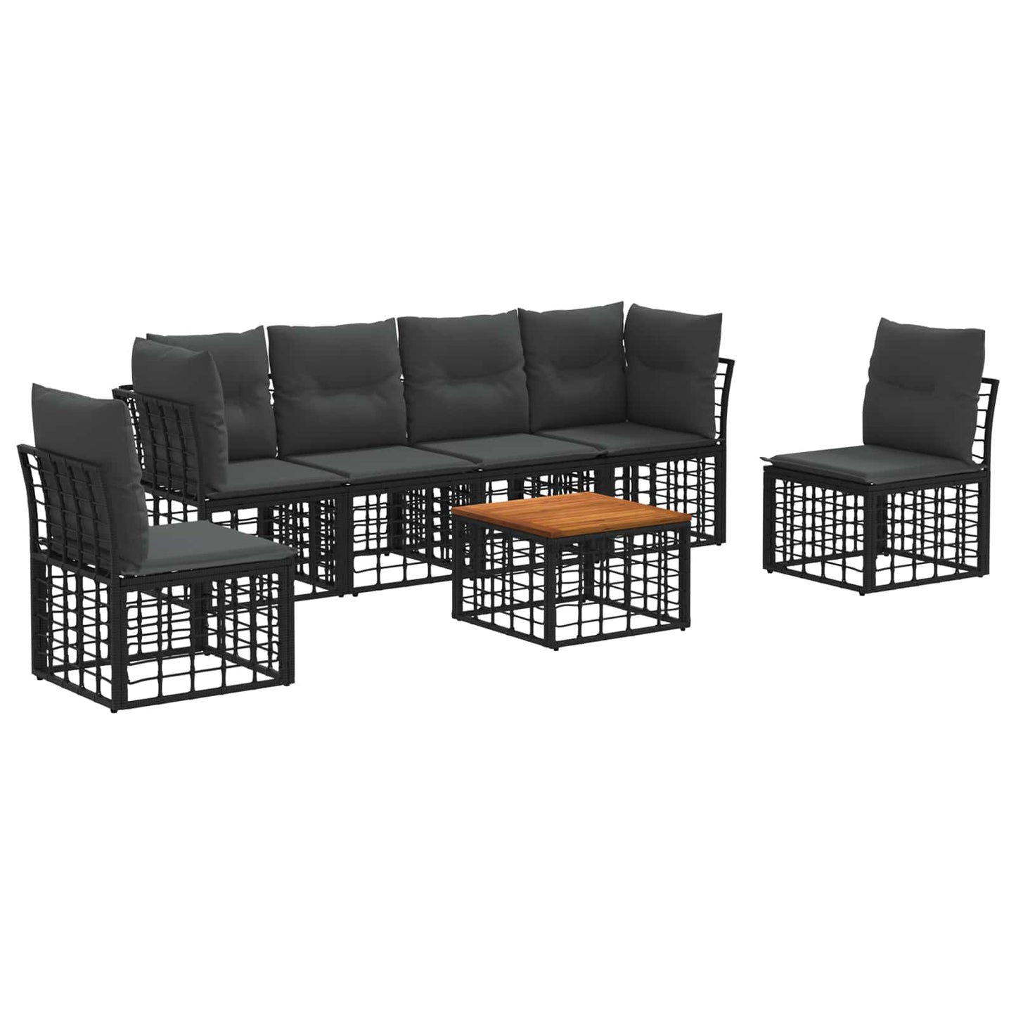 Set di divani da esterno 7 pcs Nero e Grigio scuro Poliestere | homemem39