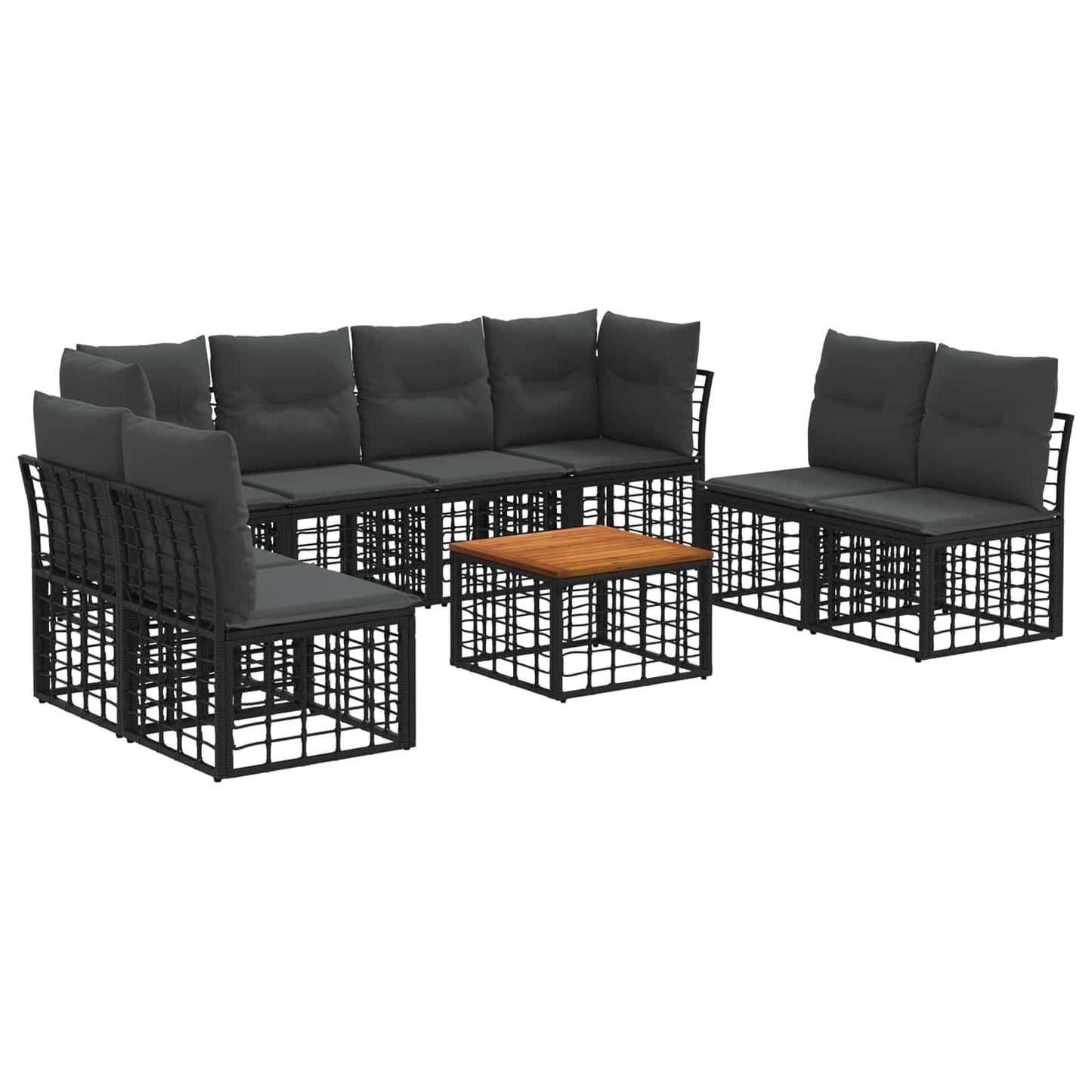 Set di divani da esterno 9 pcs Nero e Grigio scuro Poliestere | homemem39