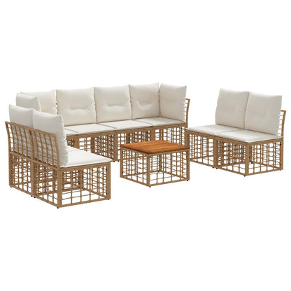 Set di divani da esterno 9 pcs Naturale e Bianco Crema | homemem39