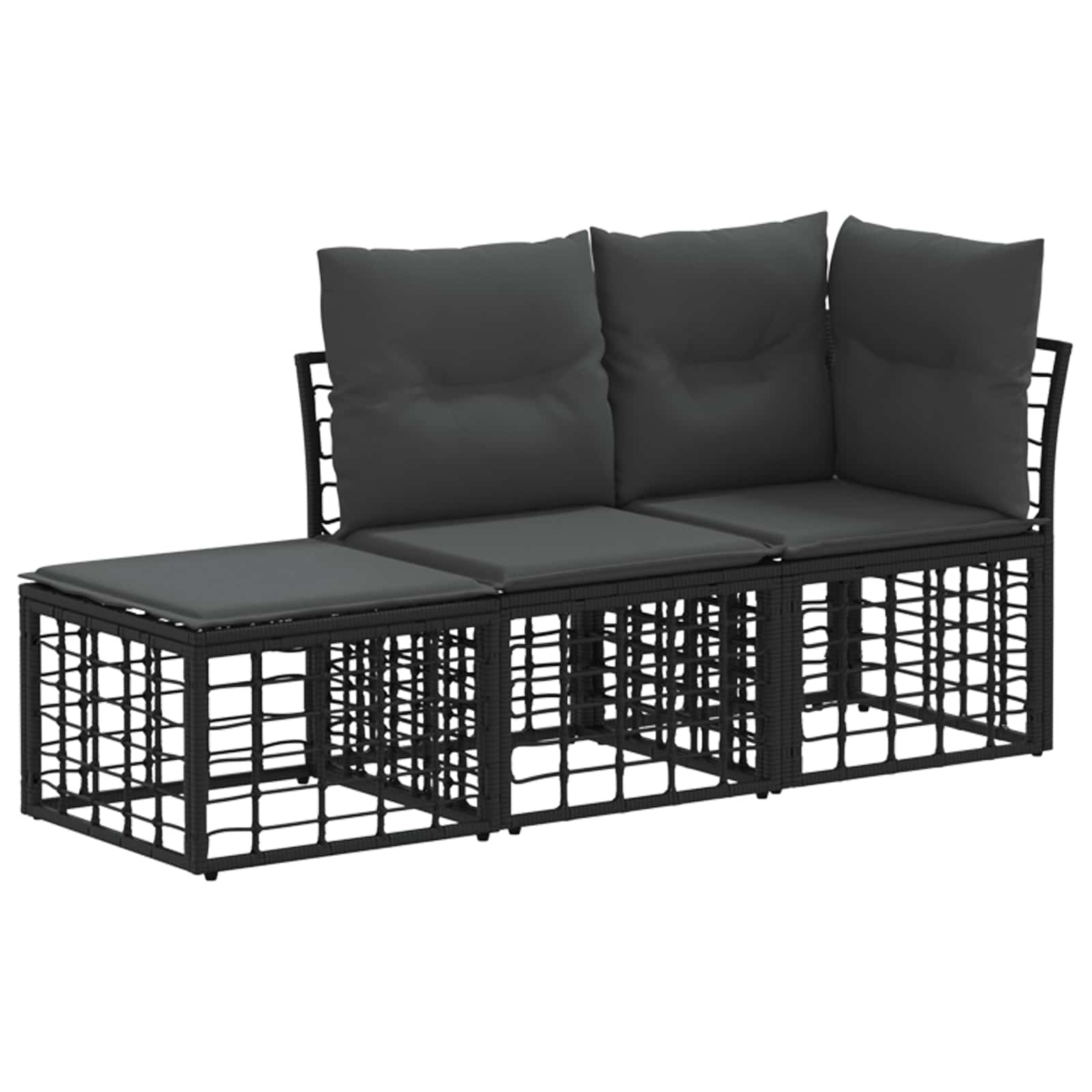 Set di divani da esterno con cuscino 3 pcs Nero Poliestere | homemem39