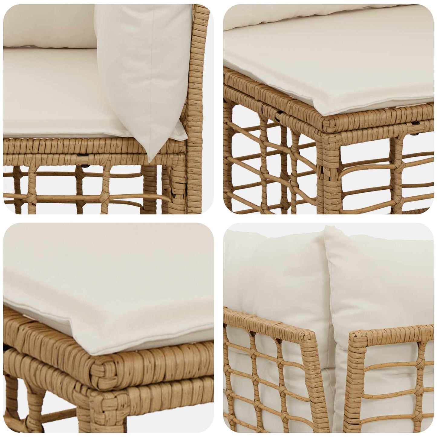 Set di divani da esterno con cuscino 3 pcs Naturale Poliestere | homemem39