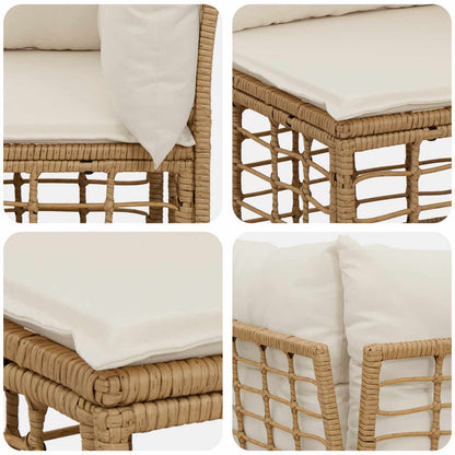 Set di divani da esterno con cuscino 3 pcs Naturale Poliestere | homemem39