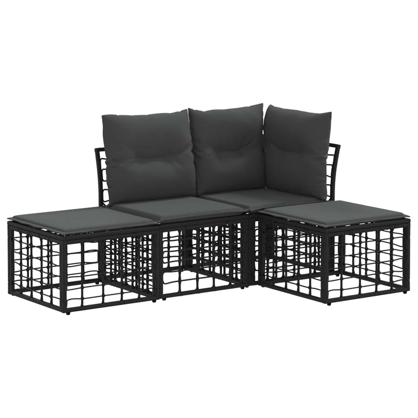 Set di divani da esterno Nero Poliestere