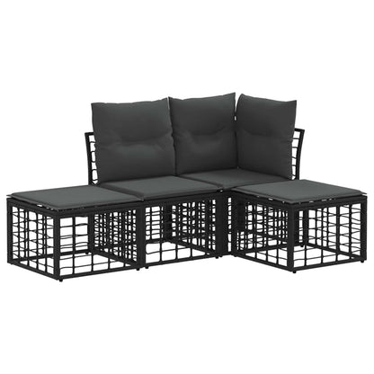 Set di divani da esterno Nero Poliestere