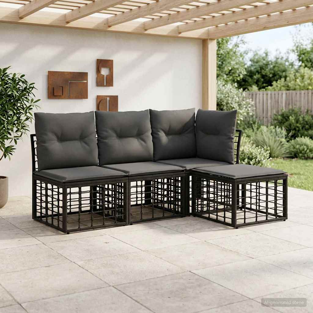 Set di divani da esterno Nero Poliestere | homemem39