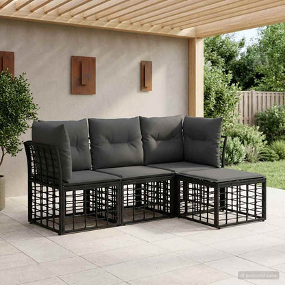 Set di divani da esterno Nero Poliestere | homemem39