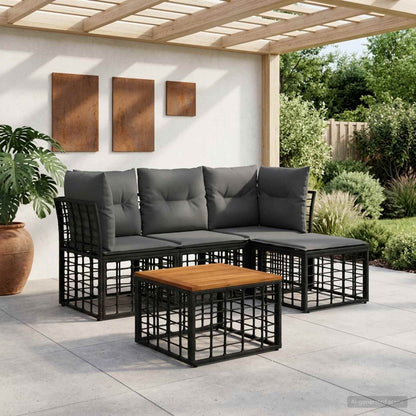 Set di divani da esterno 5 pcs Nero e Grigio scuro Poliestere | homemem39