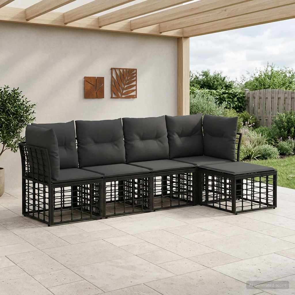 Set di divani da esterno Nero Poliestere | homemem39
