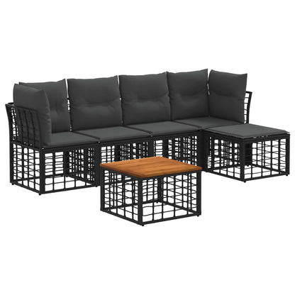 Set di divani da esterno 6 pcs Nero e Grigio scuro Poliestere | homemem39