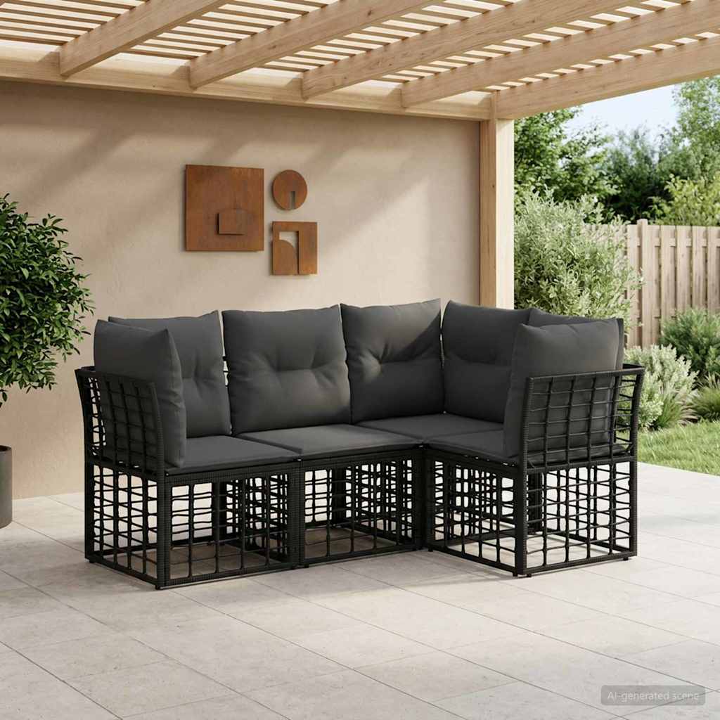 Set di divani da esterno Nero Poliestere | homemem39