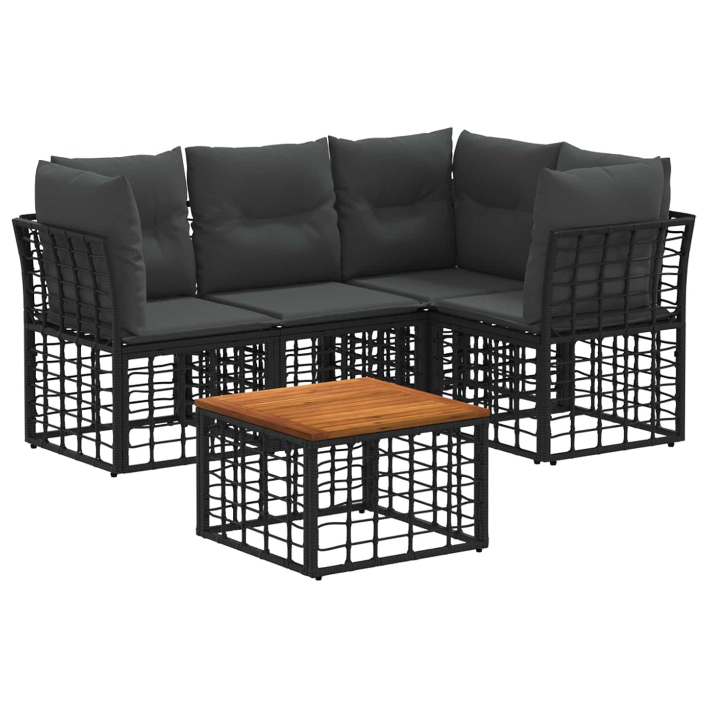 Set di divani da esterno 5 pcs Nero e Grigio scuro Poliestere | homemem39
