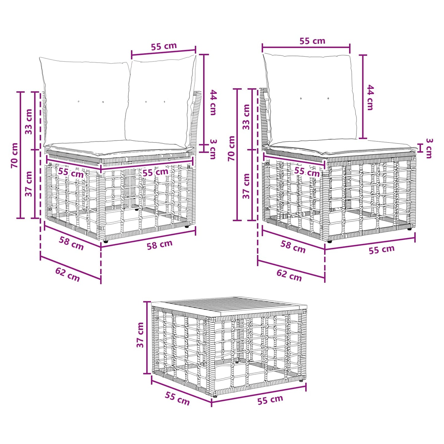 Set di divani da esterno 5 pcs Naturale e Bianco Crema | homemem39