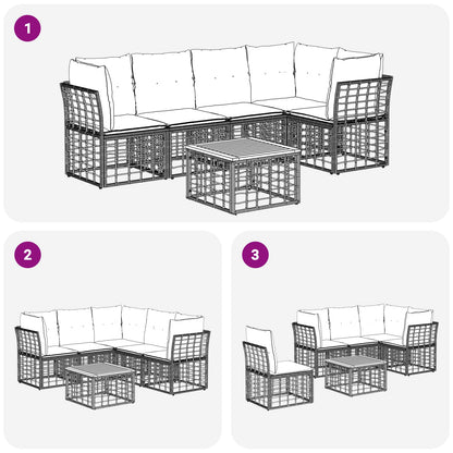Set di divani da esterno 6 pcs Nero e Grigio scuro Poliestere | homemem39