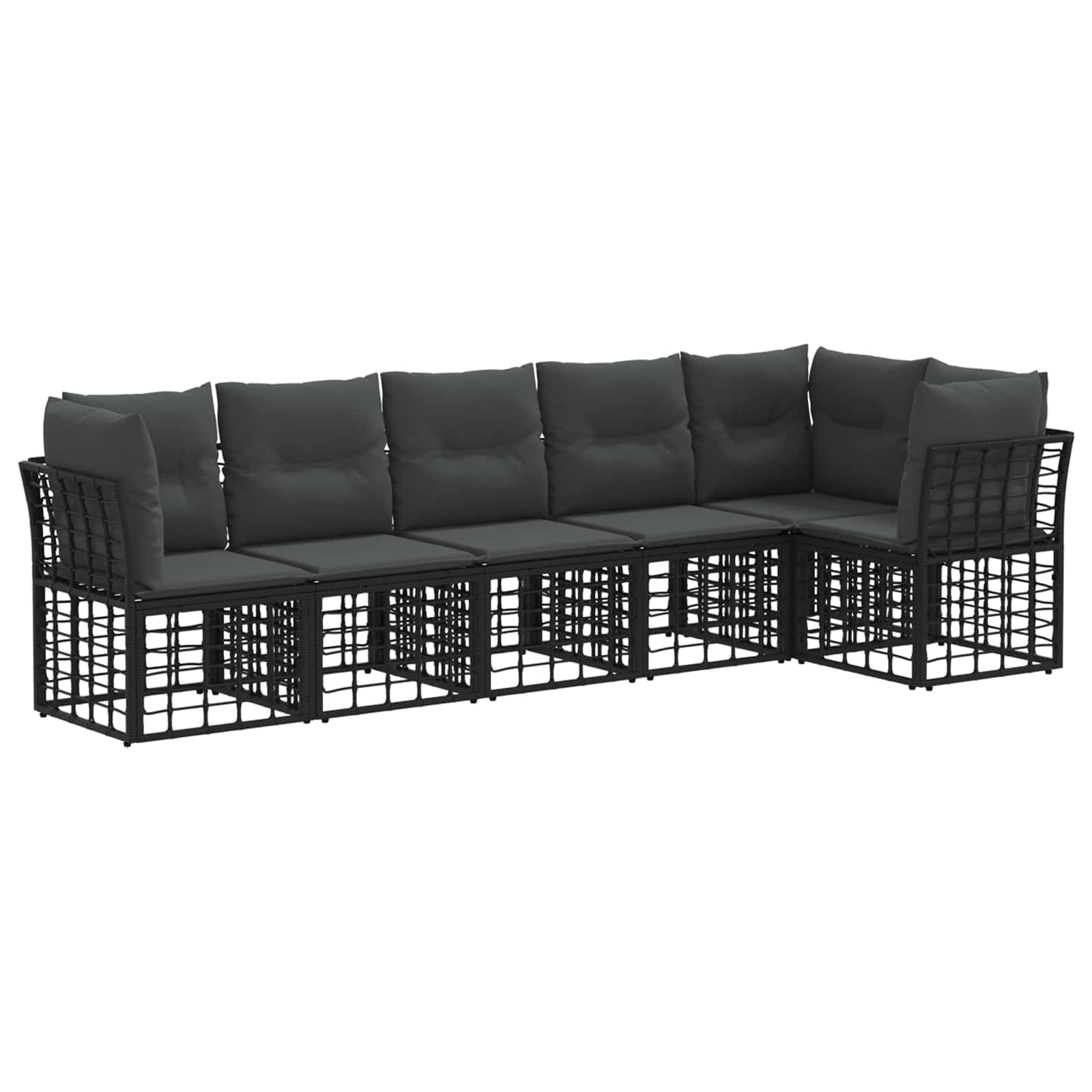 Set Divano da Giardino 6 pcs Nero polyrattan | homemem39