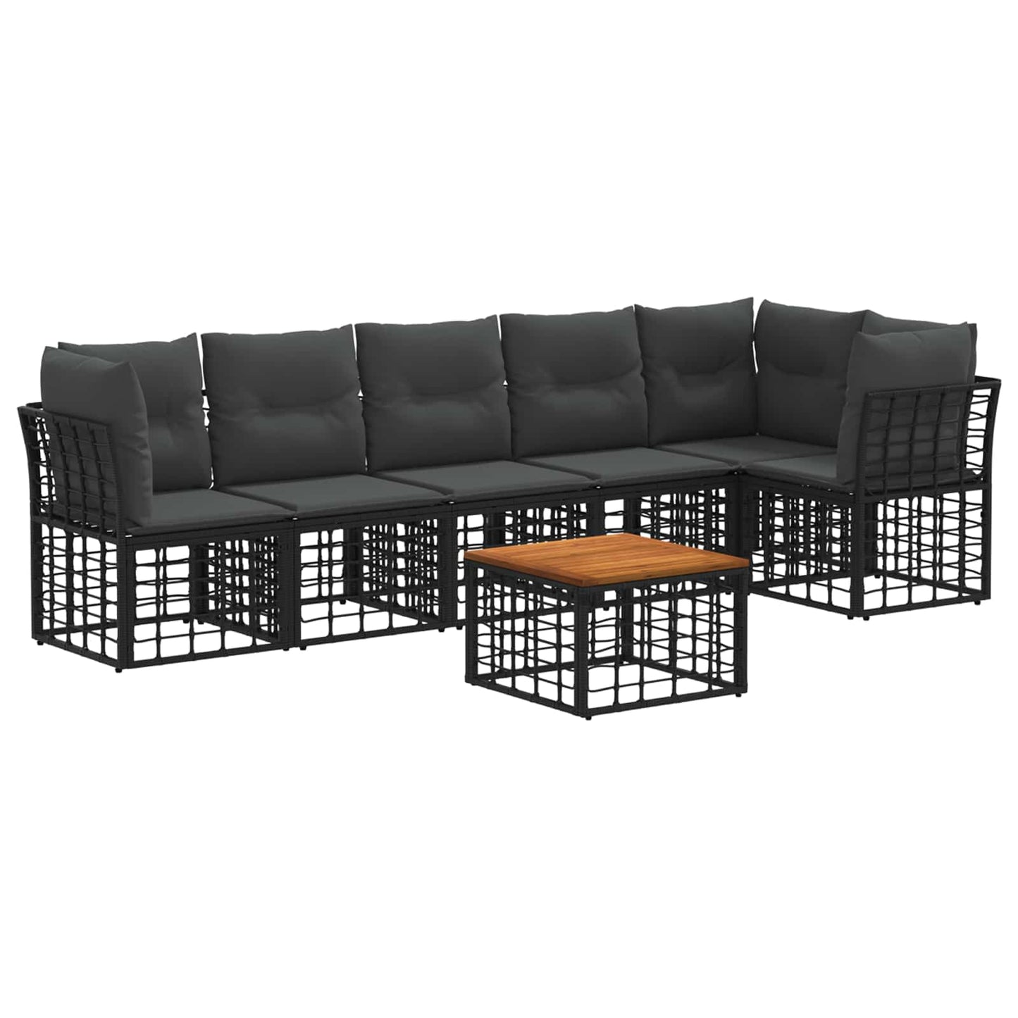 Set Divano da Giardino 7 pcs Nero e Grigio scuro polyrattan | homemem39