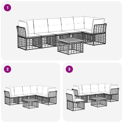 Set Divano da Giardino 7 pcs Nero e Grigio scuro polyrattan | homemem39
