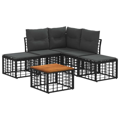 Set di divani da esterno 6 pcs Nero e Grigio scuro Poliestere | homemem39
