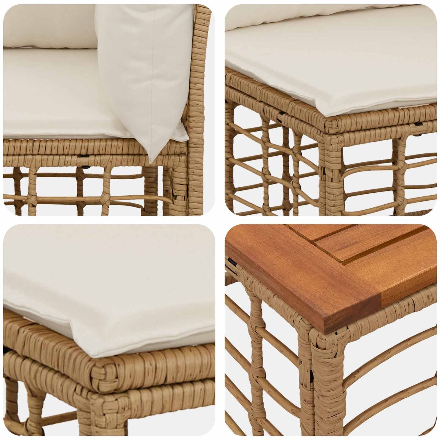 Set di divani da esterno 6 pcs Naturale e Bianco Crema | homemem39