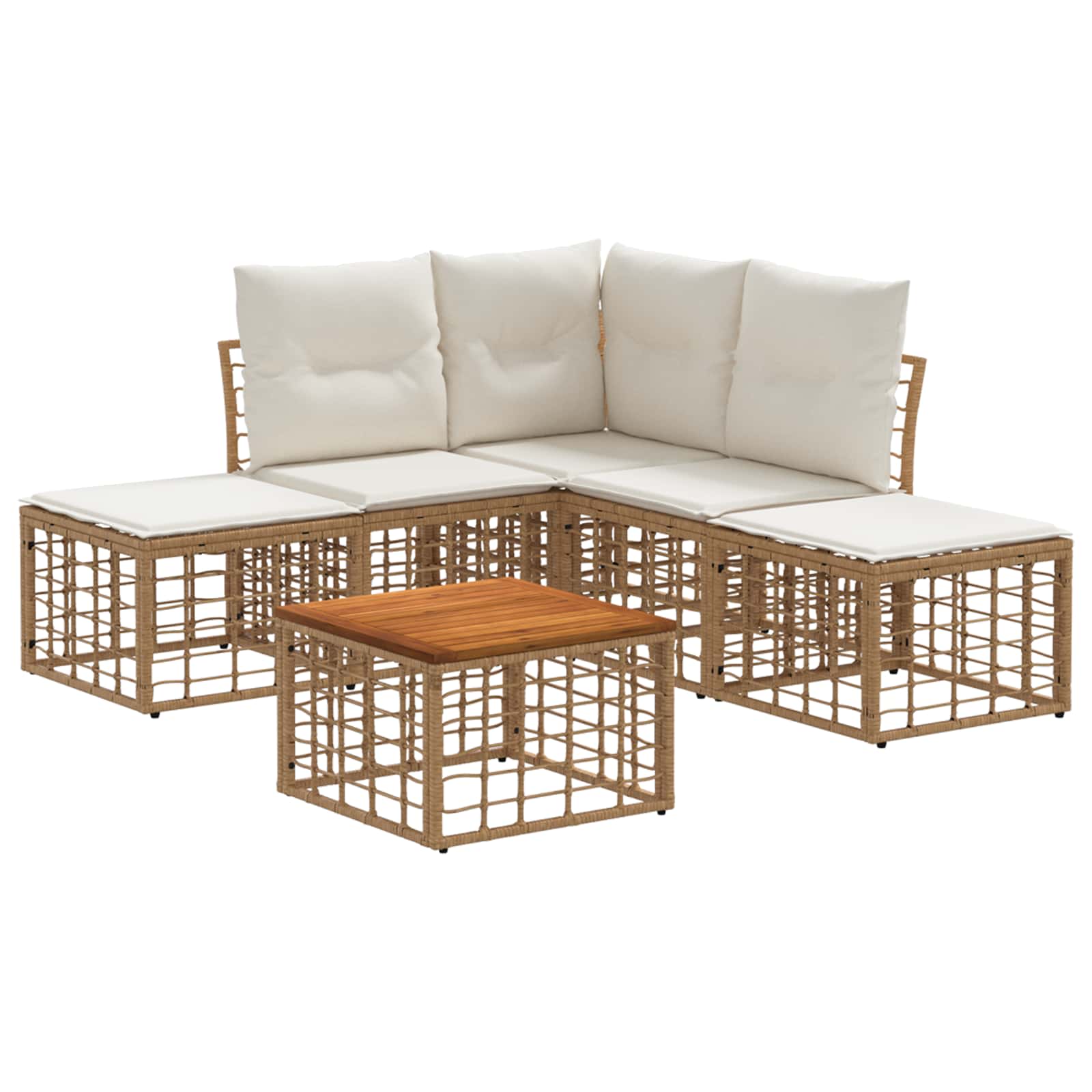 Set di divani da esterno 6 pcs Naturale e Bianco Crema | homemem39