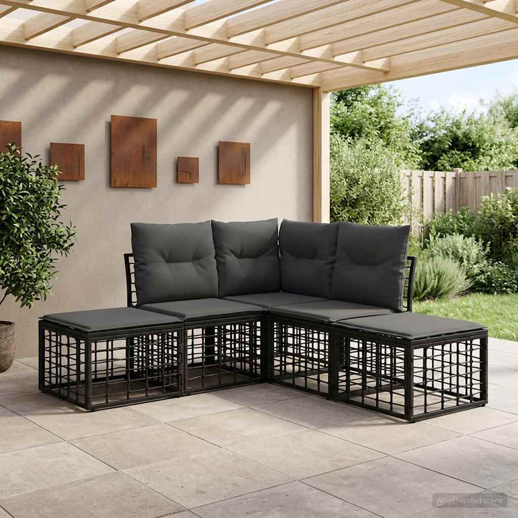 Set di divani da esterno Nero Poliestere | homemem39