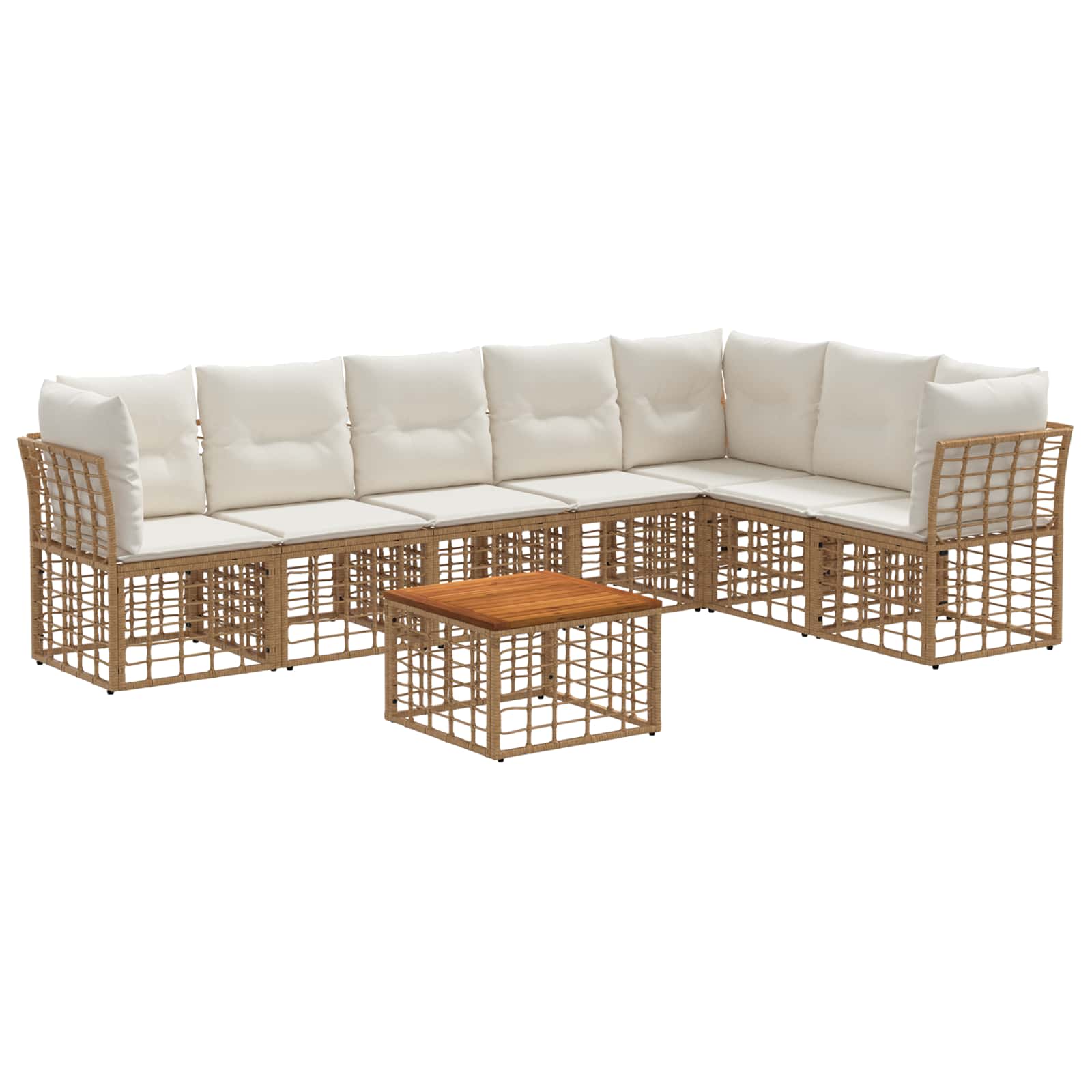 Set di divani da esterno 8 pcs Naturale e Bianco Crema | homemem39