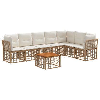 Set di divani da esterno 8 pcs Naturale e Bianco Crema | homemem39