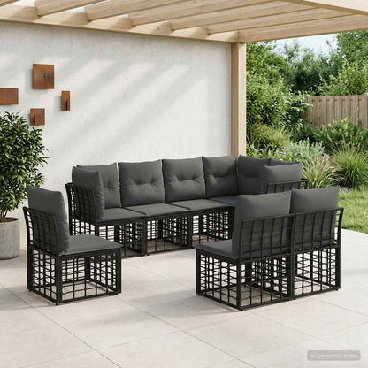 Set di divani da esterno Nero Poliestere