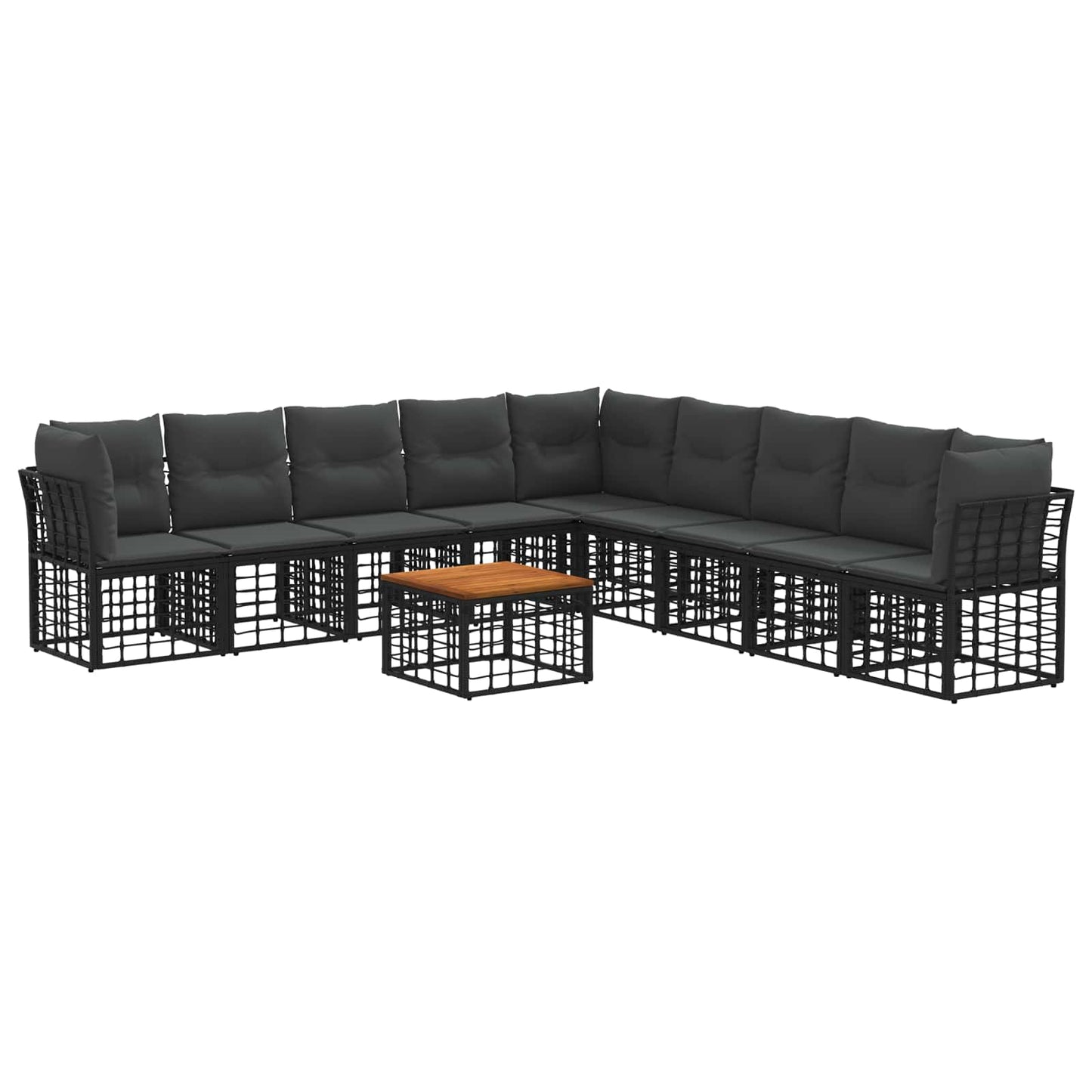 Set di divani da esterno 10 pcs Nero e Grigio scuro Poliestere | homemem39