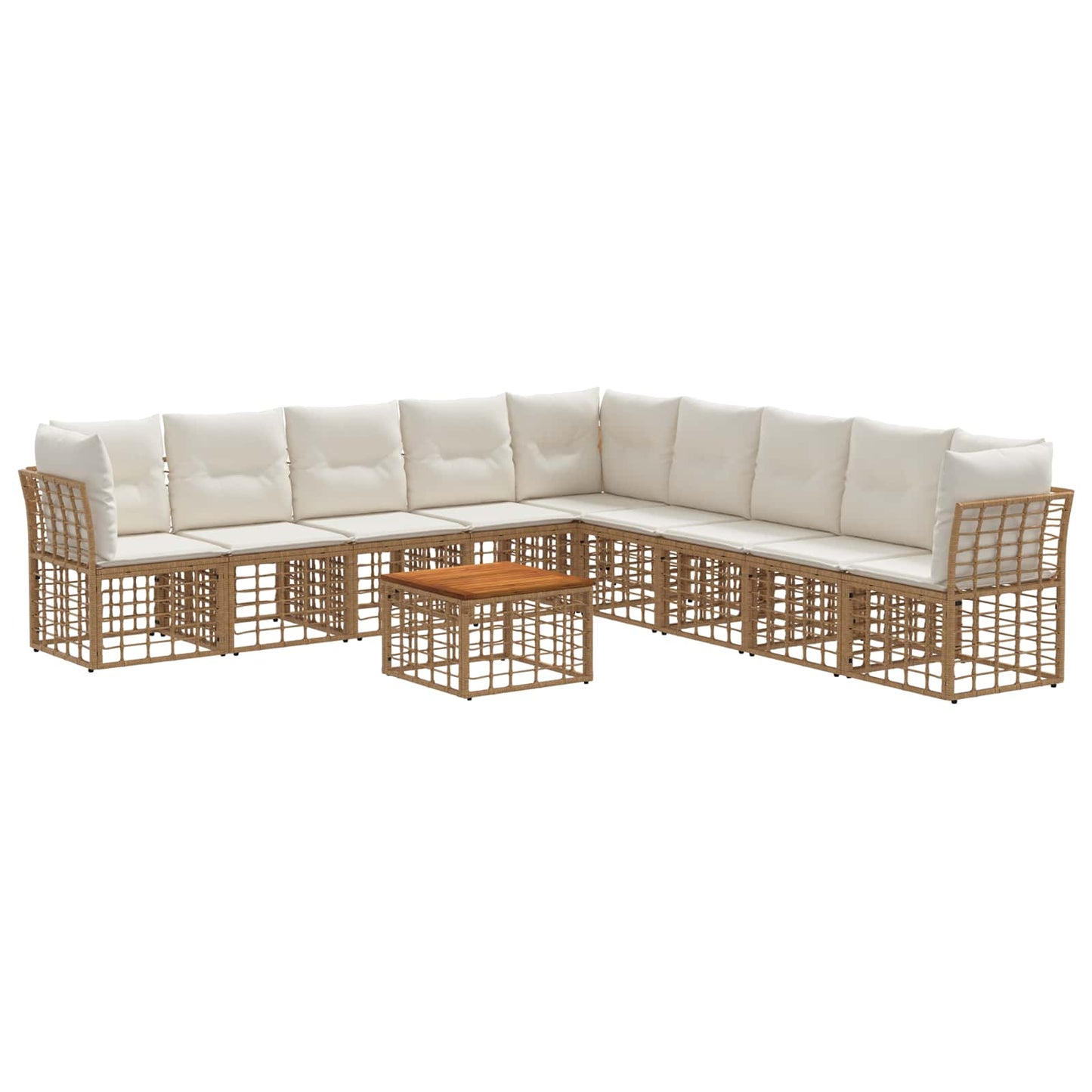 Set di divani da esterno 10 pcs Naturale e Bianco Crema | homemem39