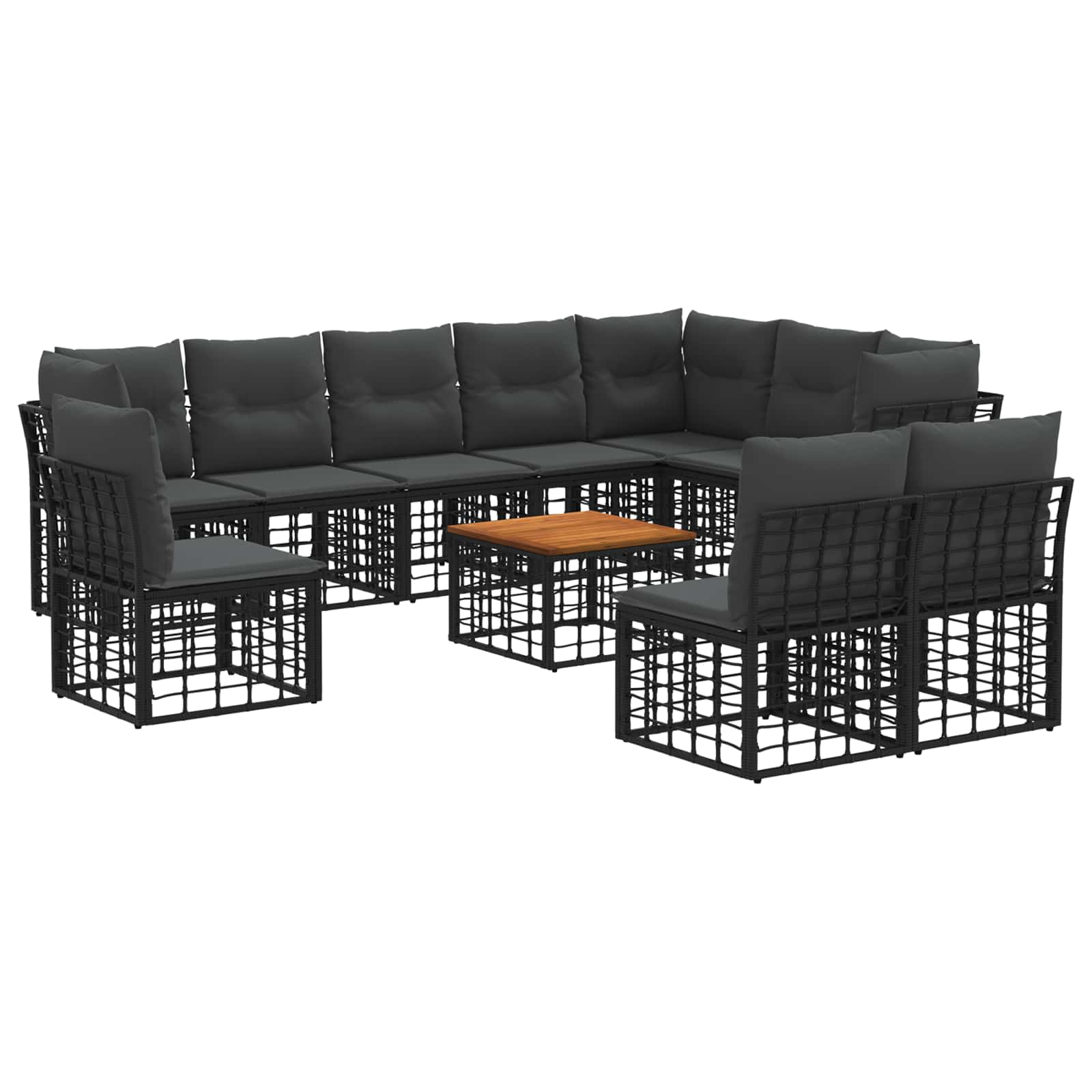 Set di divani da esterno 11 pcs Nero e Grigio scuro Poliestere | homemem39