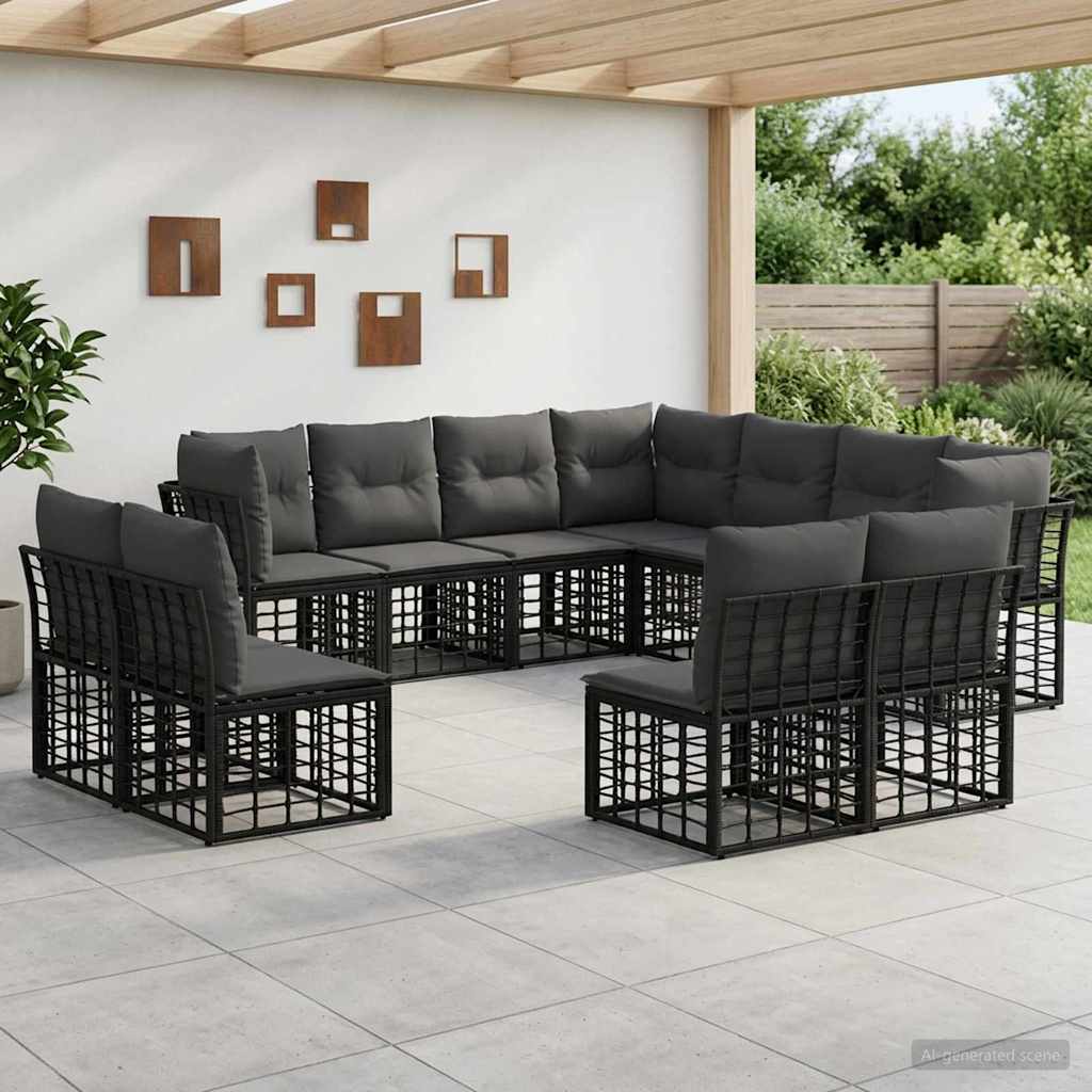 Set di divani da esterno Nero Poliestere | homemem39