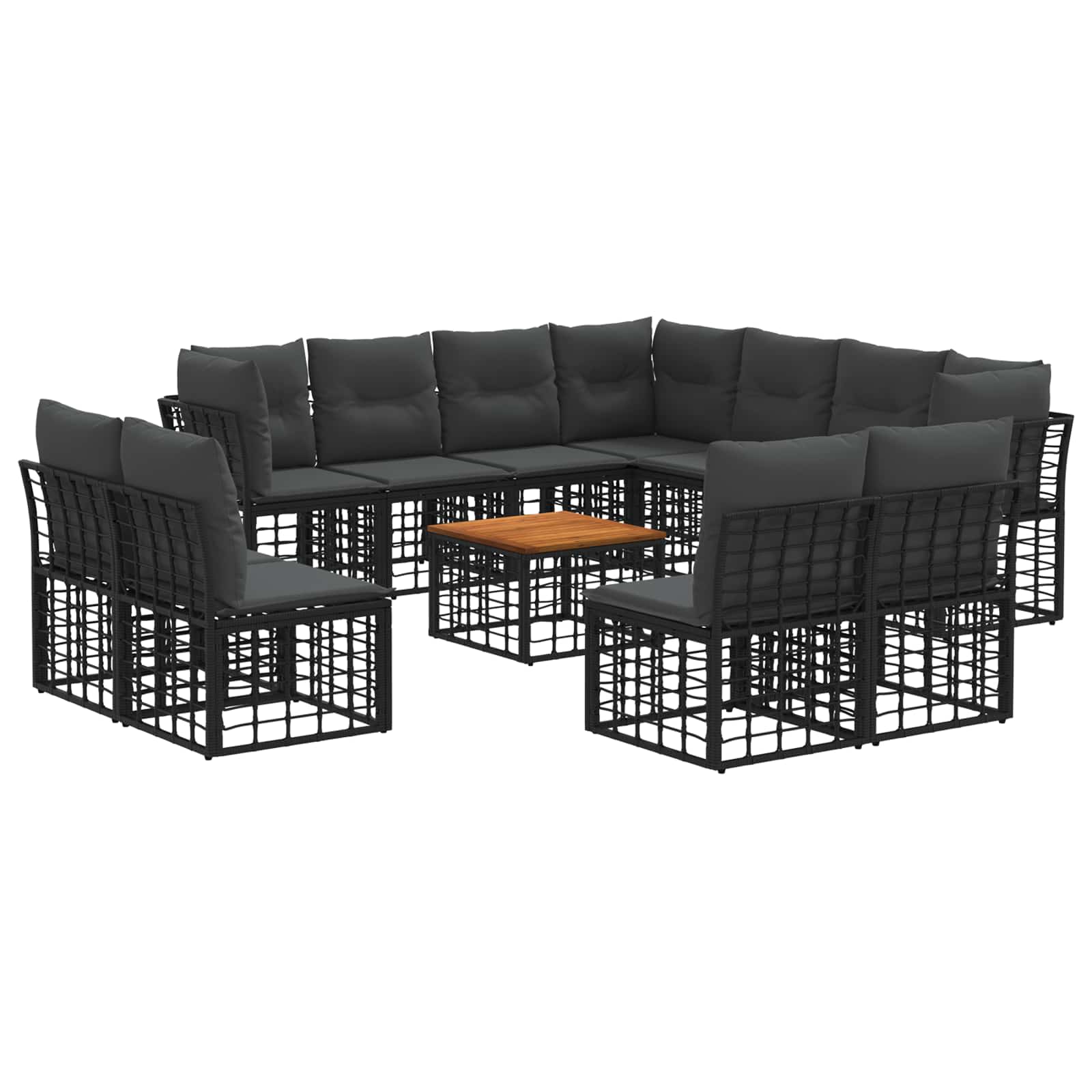 Set di divani da esterno 12 pcs Nero e Grigio scuro Poliestere | homemem39