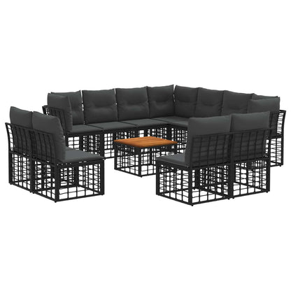 Set di divani da esterno 12 pcs Nero e Grigio scuro Poliestere | homemem39