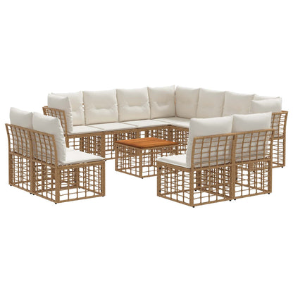 Set di divani da esterno 12 pcs Naturale e Bianco Crema | homemem39