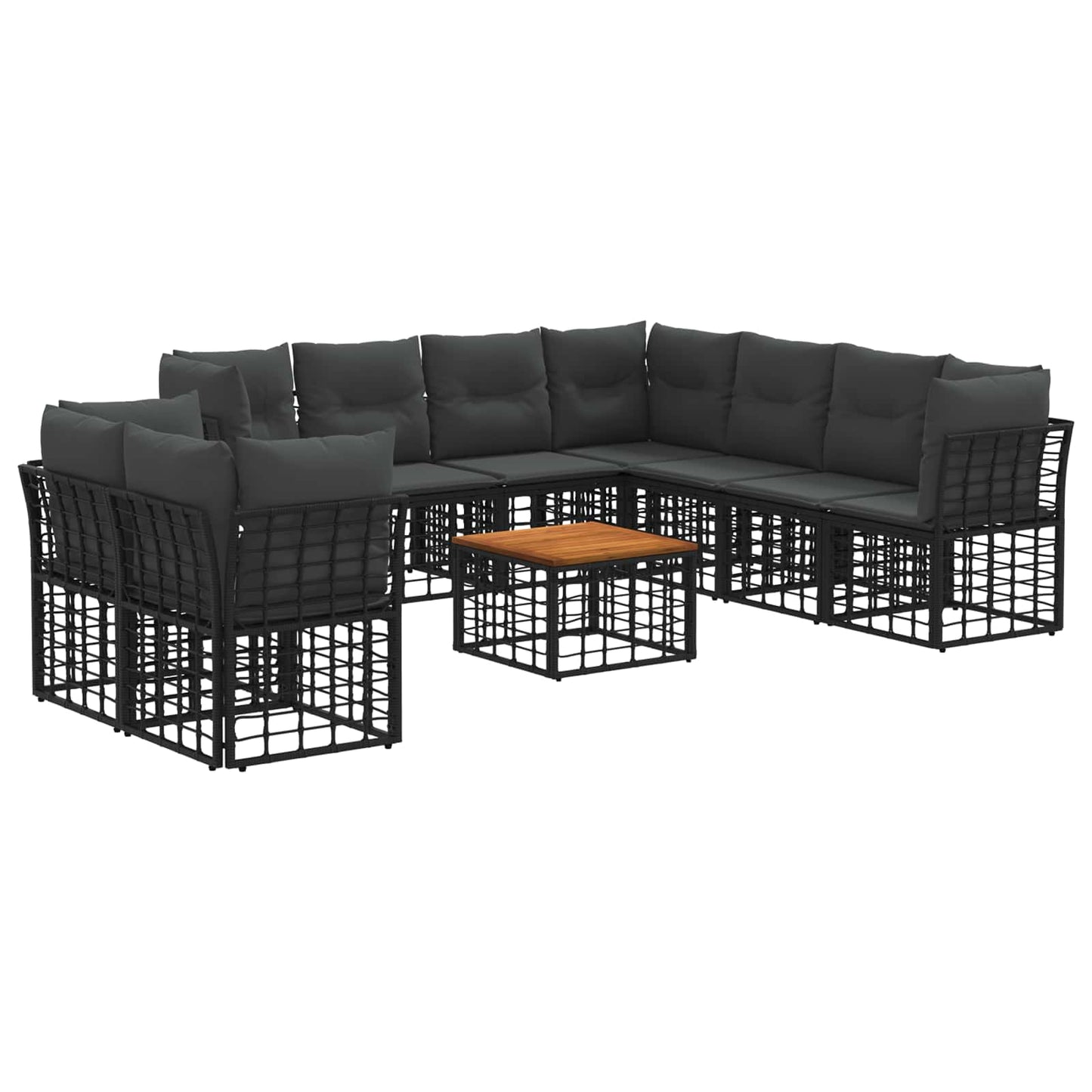 Set di divani da esterno 10 pcs Nero e Grigio scuro Poliestere | homemem39