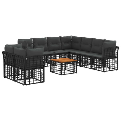 Set di divani da esterno 10 pcs Nero e Grigio scuro Poliestere | homemem39