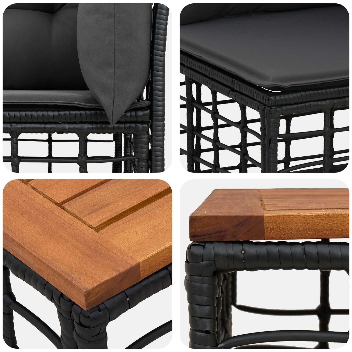 Set di divani da esterno 11 pcs Nero e Grigio scuro Poliestere | homemem39